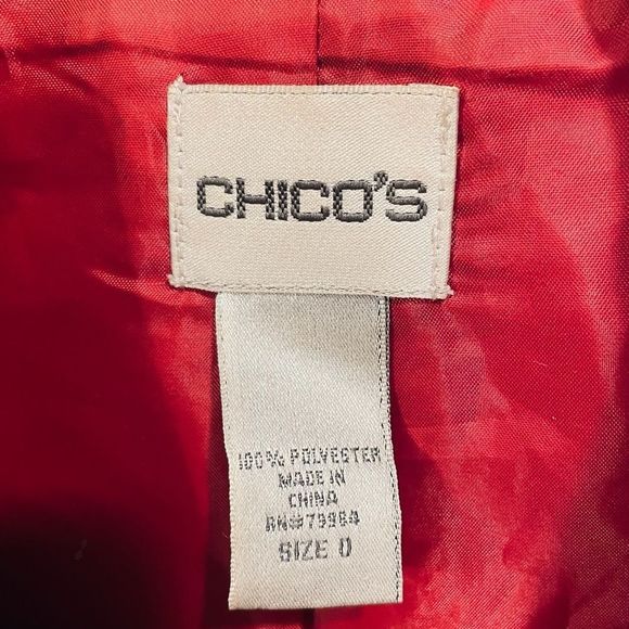 Chico’s Satin Liquid Like Ruby Red Silky Lux Long Sleeve Button Up Blazer Jacket - Picture 6 of 7
